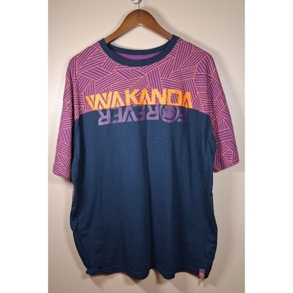 Marvel Black Panther Wakanda Forever Graphic T-Shirt Navy Purple Mens XL